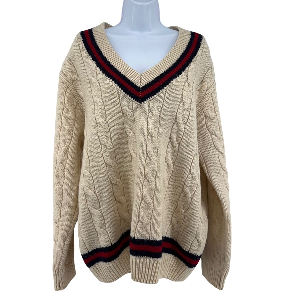 Brandy Melville Cable Knit Sweater Academic Cricket Tennis Oversized Womens  XL